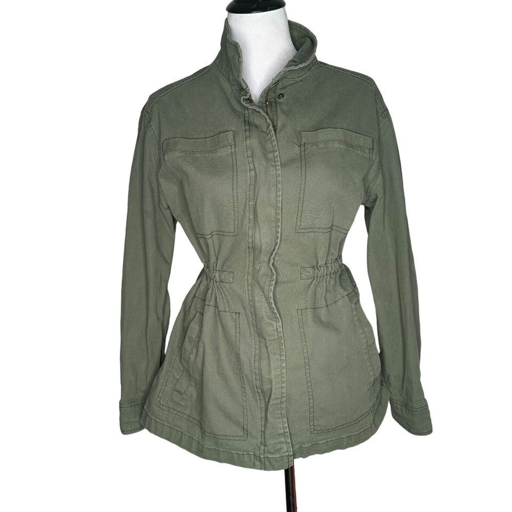 Old Navy Military Utility‎ Field Jacket Cinch Waist Cargo S Olive Army Green